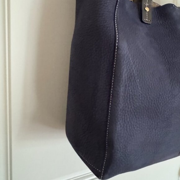 Frances Valentine Margaret Navy Nubuck Leather Tote Exceptional Condition - Picture 11 of 11